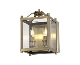 Aston Antique Brass Wall Lights Diyas Flush Wall Lights